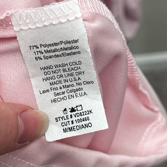 PinkBlush Pink Metallic Off Shoulder Long Sleeve Wrap Maternity Photoshoot Gown - Picture 6 of 8